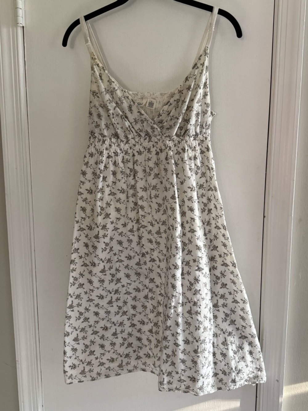 Derek Heart White Dress with Black Floral Print Size L
